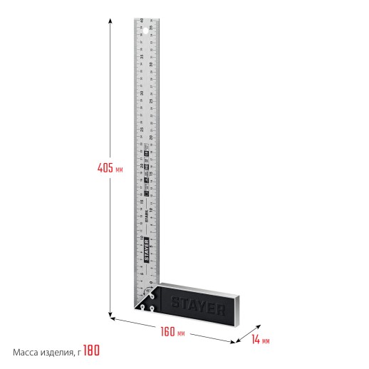STAYER 400 мм, столярный угольник, Professional (3431-40)