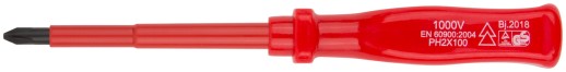 Отвертка изолированная 1000 В, CrV сталь, пластиковая ручка  РН2 х 100 мм
