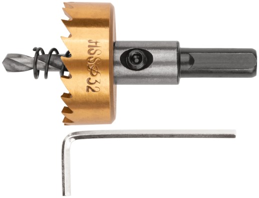 Коронка кольцевая по металлу, HSS сталь, титановое покрытие 32 мм