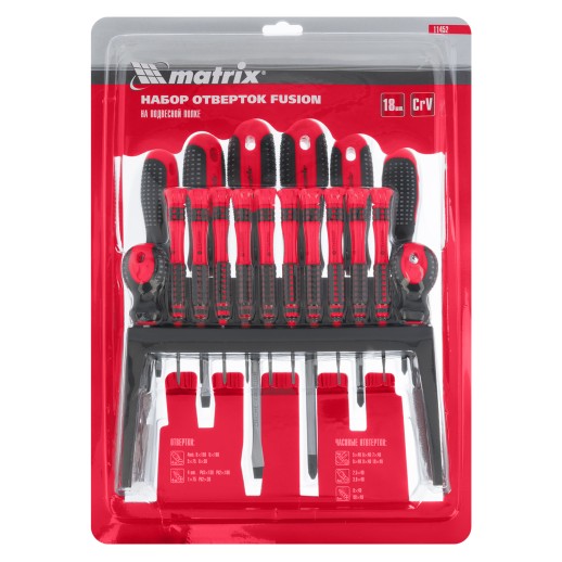 Набор отверток Fusion на подвесной полке 18 шт, CrV Matrix