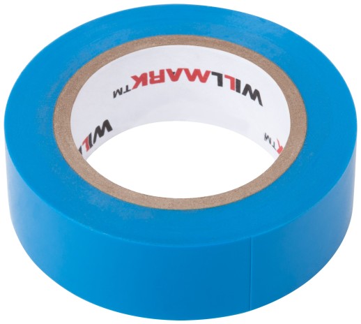 Изолента ПВХ самозатухающая WILLMARK  19 мм х 0,16 мм х 10 м  ( синяя )