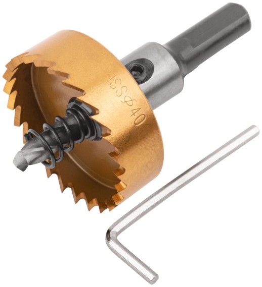 Коронка кольцевая по металлу, HSS сталь, титановое покрытие 40 мм