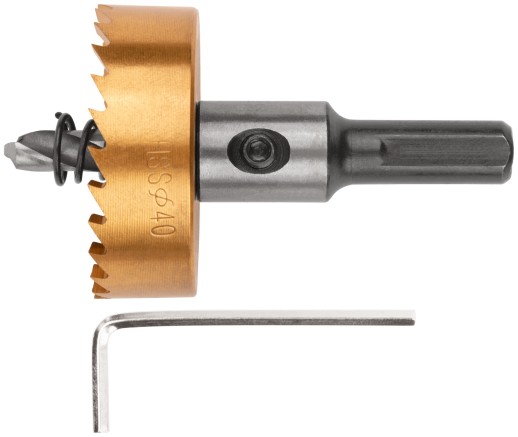 Коронка кольцевая по металлу, HSS сталь, титановое покрытие 40 мм