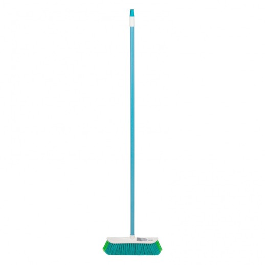 Щетка пластмассовая для подметания пола с комбинированной щетиной, 27 см, с черенком, 120 cм, Home Palisad