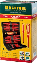 KRAFTOOL Х-Drive Electro, 18 предм, набор высоковольтных отверток (220092-H18)