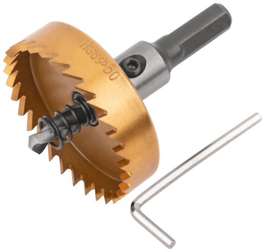 Коронка кольцевая по металлу, HSS сталь, титановое покрытие 50 мм