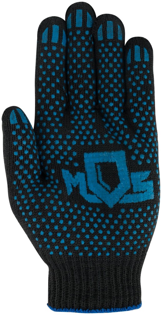 Перчатки вязаные ( 5 нитей ) черные х/б с ПВХ