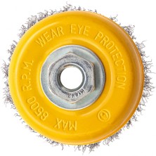 Щетка для УШМ, 100 мм, "Чашка", витая нержавеющая проволока 0.3 мм, М14 Denzel