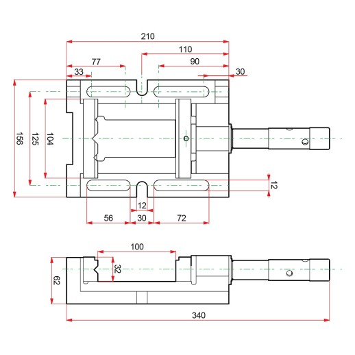 KRAFTOOL 100 мм, трехсторонние, станочные сверлильные тиски (32716-100)