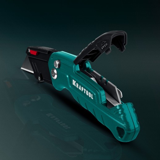 KRAFTOOL KOMPAKT-А24, универсальный складной нож с трапециевидным лезвием (09242)