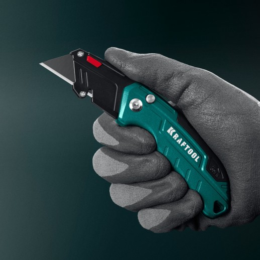 KRAFTOOL KOMPAKT-А24, универсальный складной нож с трапециевидным лезвием (09242)