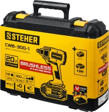 STEHER V1, 20 В, 300 Н·м, 1 АКБ (4 А·ч), бесщеточный гайковерт, кейс (CWB-300-1)