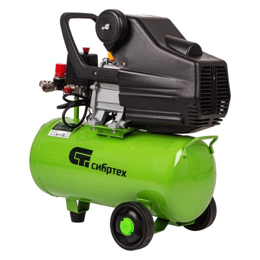 Компрессор воздушный КК-1100/22, 1, 1 кВт, 135 л/мин, 22 л, прямой привод, масляный Сибртех