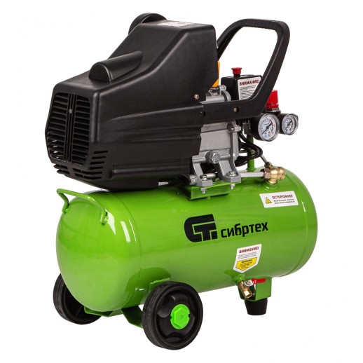 Компрессор воздушный КК-1100/22, 1, 1 кВт, 135 л/мин, 22 л, прямой привод, масляный Сибртех