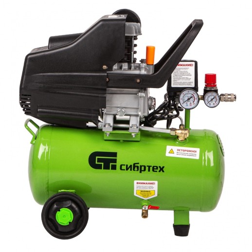 Компрессор воздушный КК-1100/22, 1, 1 кВт, 135 л/мин, 22 л, прямой привод, масляный Сибртех