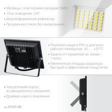 ЗУБР ПСК-30, 30 Вт, 6500 К, IP 65, светодиодный прожектор, Профессионал (57141-30)