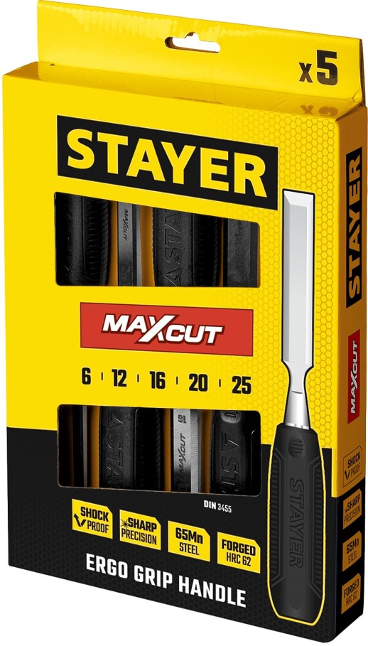 STAYER Max-Cut, 5 предм., набор стамесок (1820-H5)