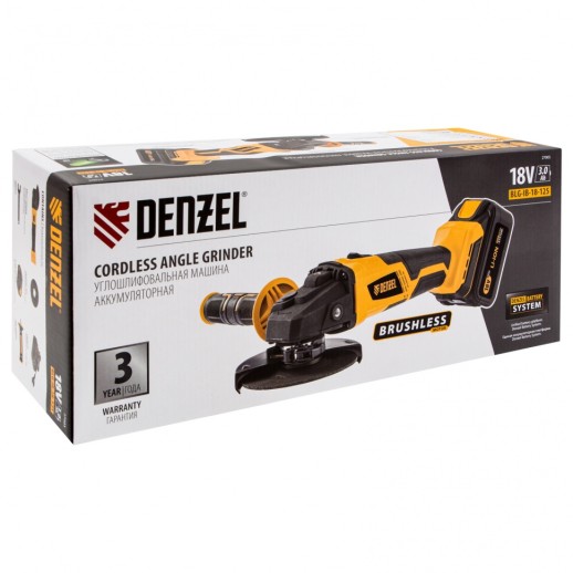 Машина углошлифовальная аккумуляторная BLG-IB-18-125, бесщеточная BLG-IB-18-125, Li-ion, 18 В Denzel