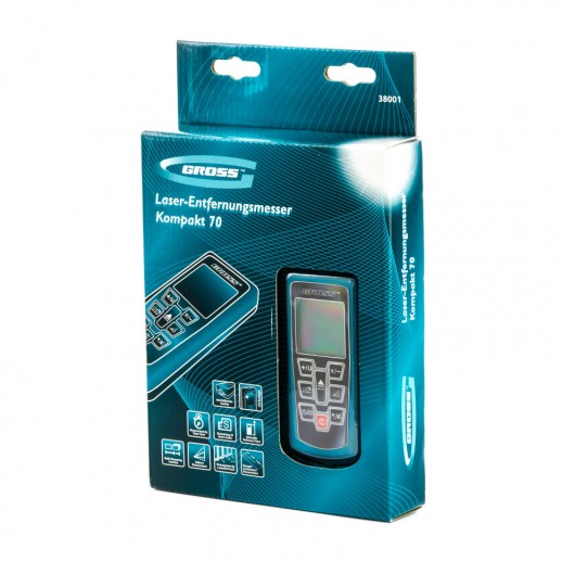 Дальномер лазерный Kompakt 70,от 0,05 до 70 м,функц, Пифагора,площадь,объем,таймер Gross